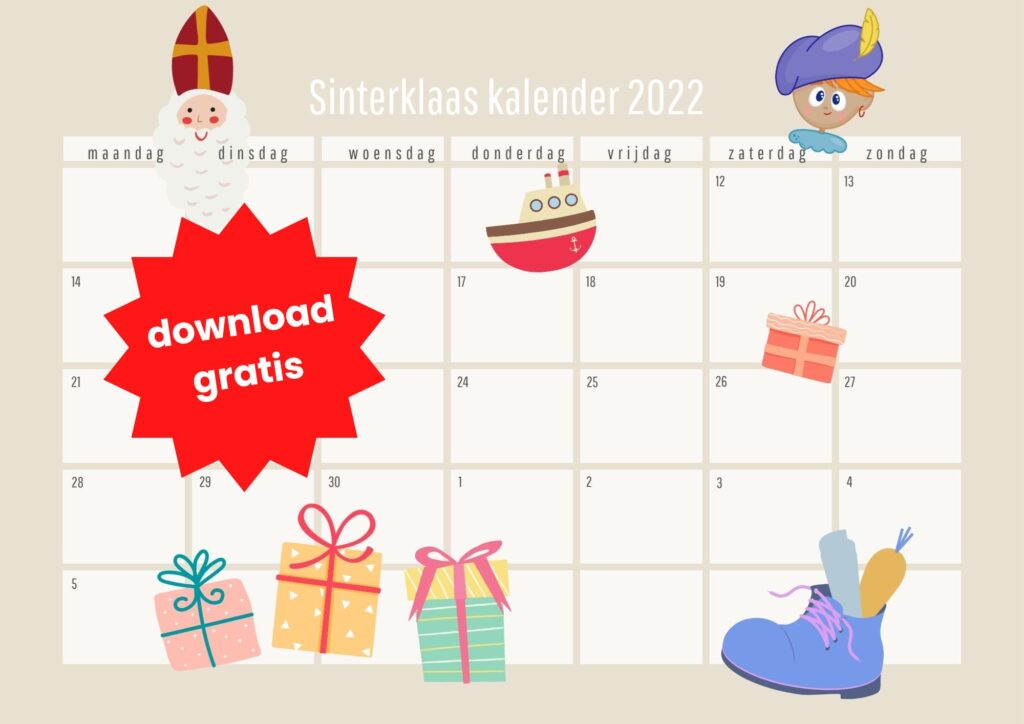 Sinterklaas kalender gratis download